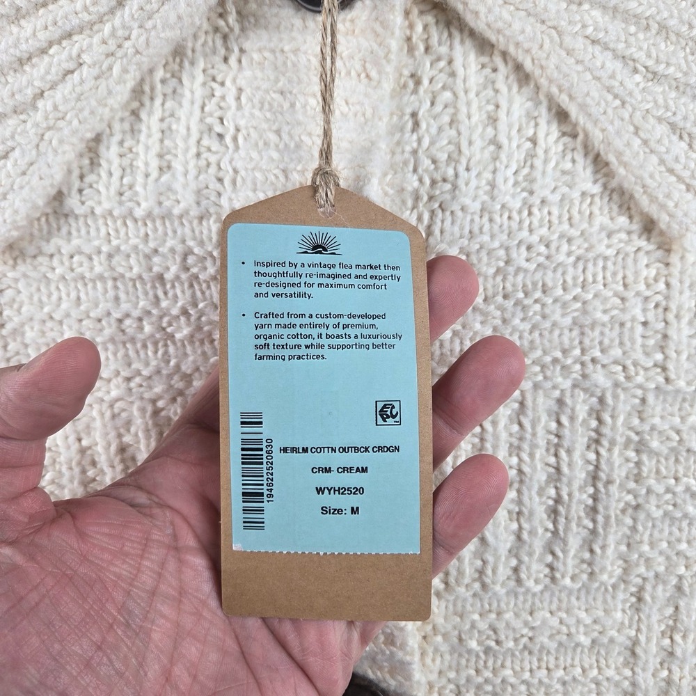 Faherty‎ Heirloom Cotton Outback Cardigan Womens Medium Cream Beige NEW - Picture 5 of 10